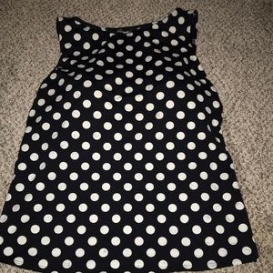 Lands End Tummy Control High Neck Black and White Polka Dot Tankini Top